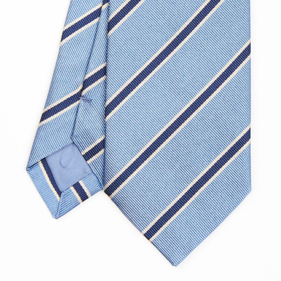 Hot E.Marinella Light Blue Sartorial Striped Silk Tie