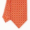 New E.Marinella Orange Extra Long Sartorial Silk Tie - Small Flower Pattern