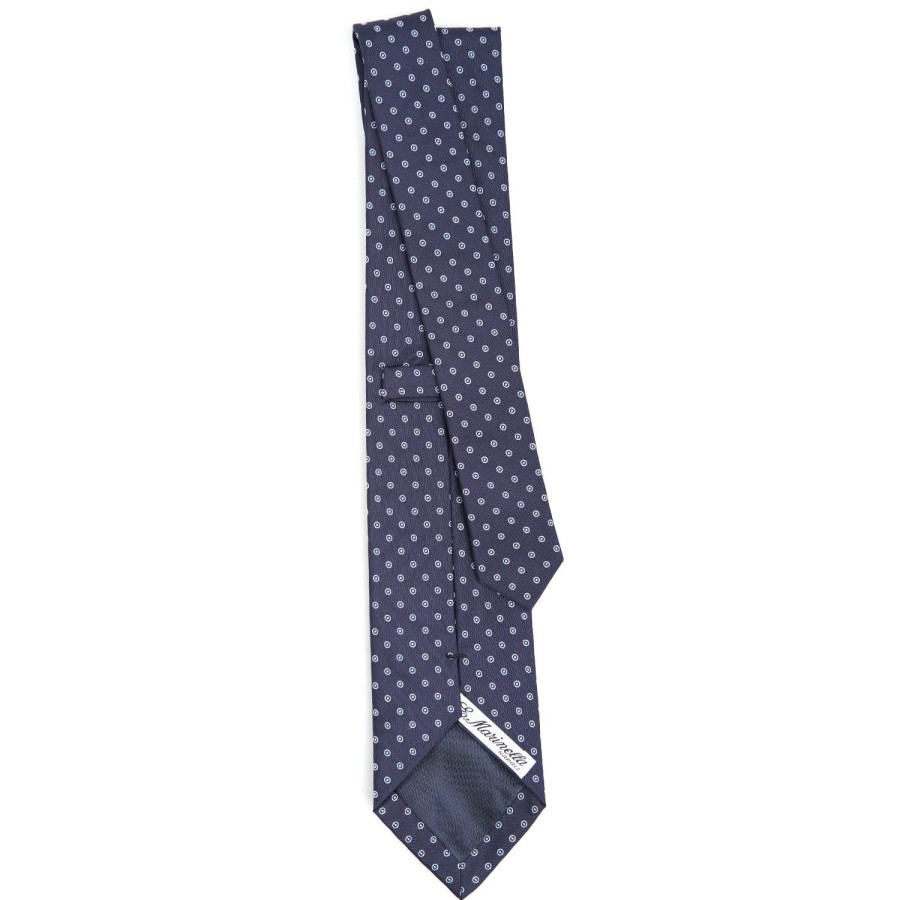 Best E.Marinella Dark Blue Sartorial Jacquard Silk Tie - Small Geometric Pattern