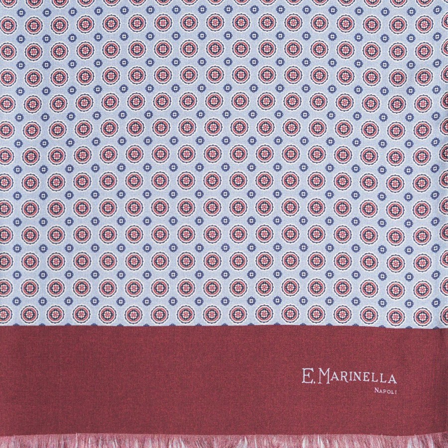 Online E.Marinella Light Blue And Burgundy Double Silk Scarf