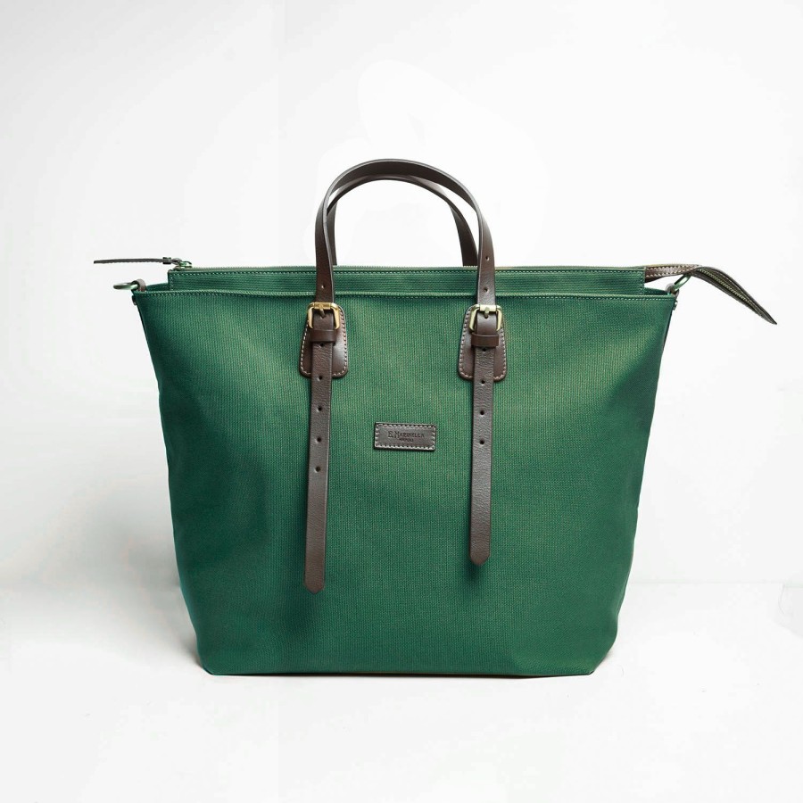 Hot E.Marinella Dark Green Weekend Bag With Leather Trim