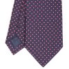 Clearance E.Marinella Dark Blue Sartorial Jacquard Silk Tie - Small Geometric Pattern