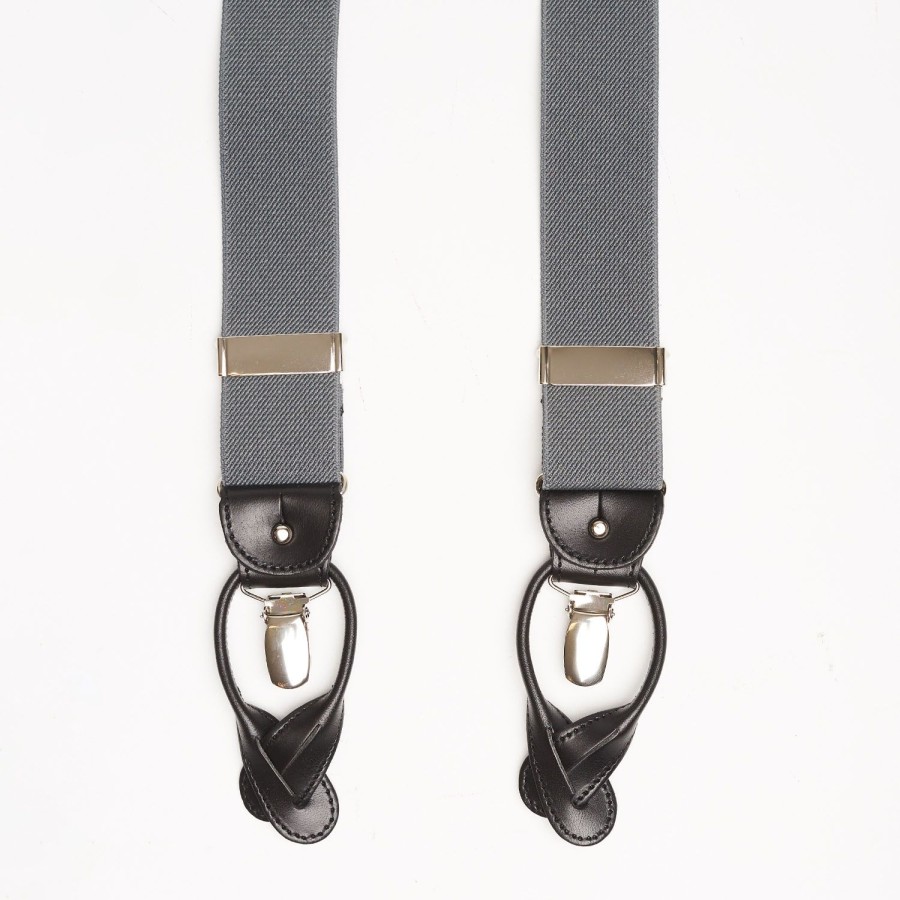 Wholesale E.Marinella Grey Plain Colour Braces