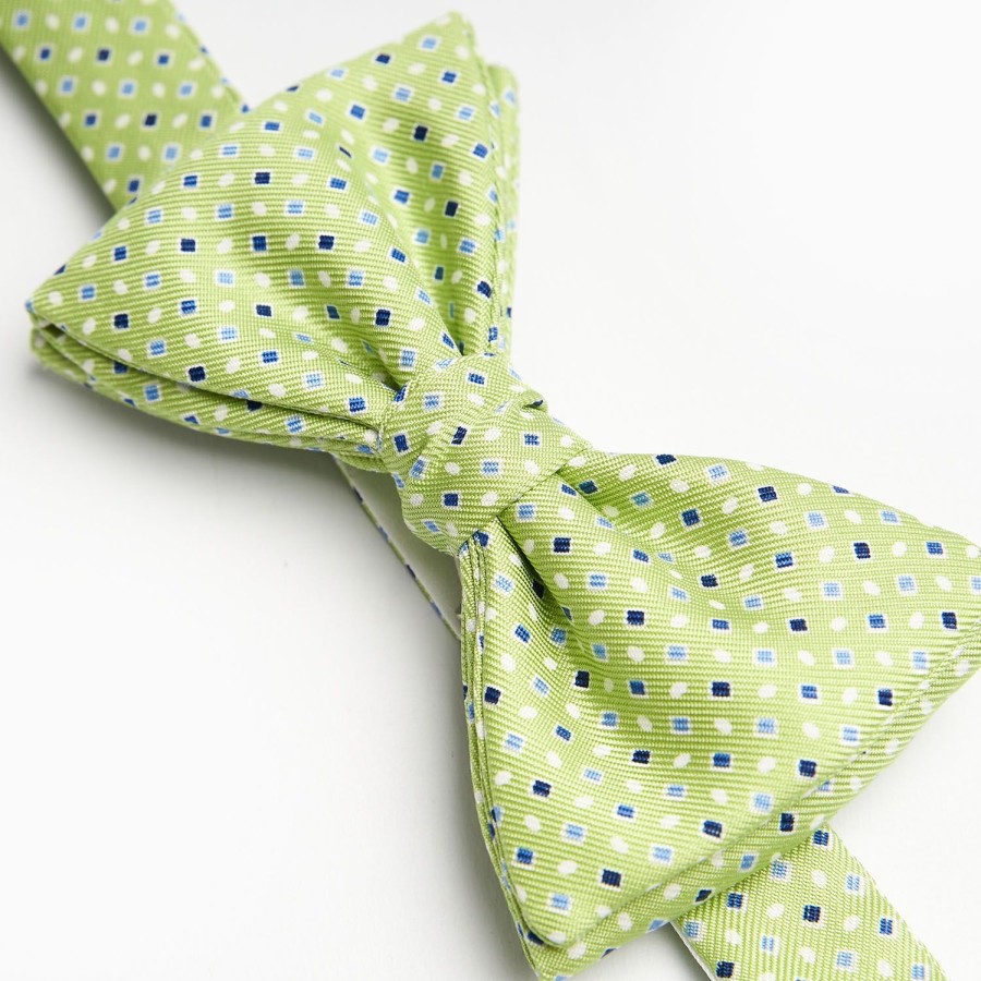 Online E.Marinella Light Green Pre-Knotted Bowtie - Small Geometric Pattern