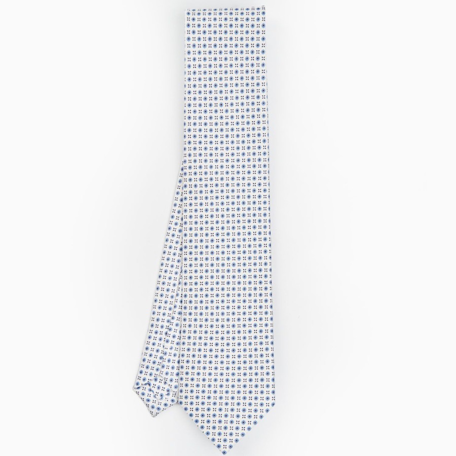 Online E.Marinella White Sartorial Classic Silk Tie - Small Flower Designs