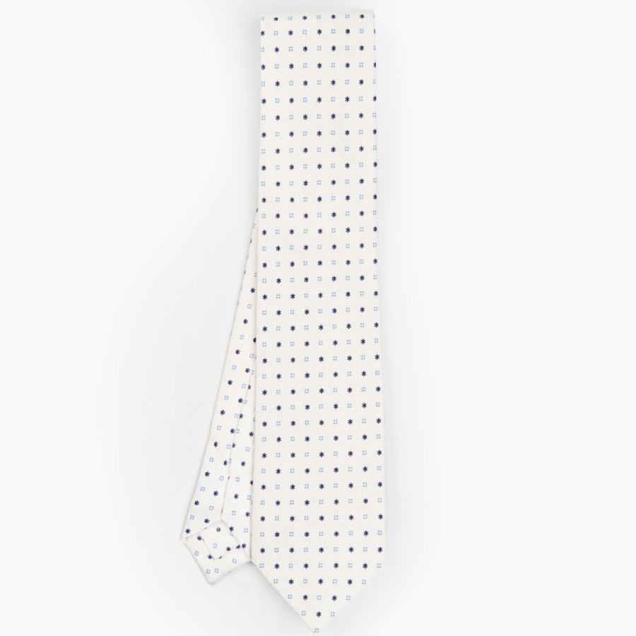 Online E.Marinella White Sartorial Classic Silk Tie - Small Flower Designs