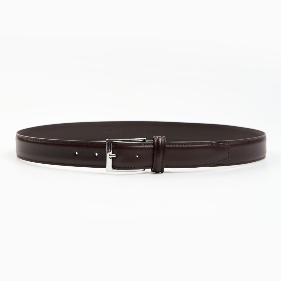 Online E.Marinella Classic Chocolate Dark Leather Belt 30 Mm