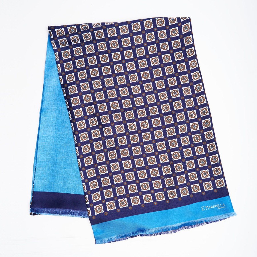 Best E.Marinella Midnight And Light Blue Double Silk Scarf