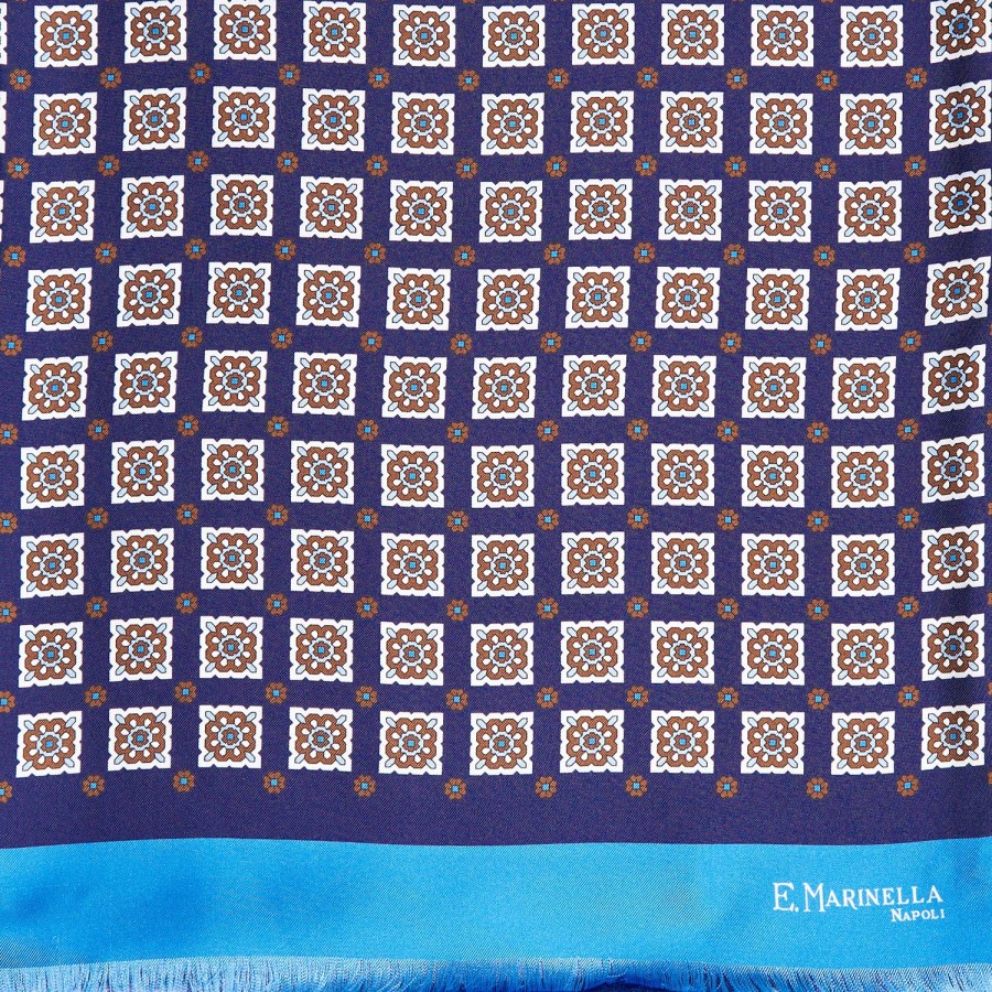 Best E.Marinella Midnight And Light Blue Double Silk Scarf