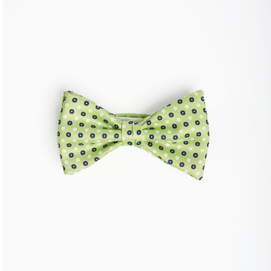 Wholesale E.Marinella Light Green Pre-Knotted Silk Bowtie - Small Flower Pattern