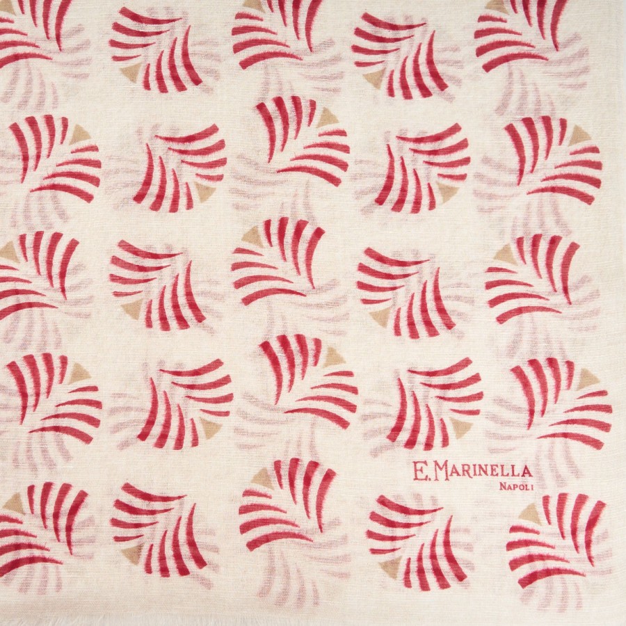 Hot E.Marinella Beige Cotton And Linen Scarf - Red Fans