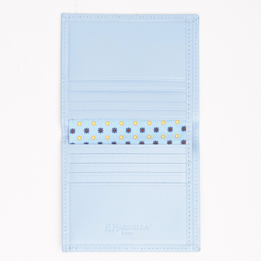 Clearance E.Marinella Light Blue Small Wallet In Silk And Leather