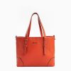 Online E.Marinella Orange Textured Leather Midi Tote Bag