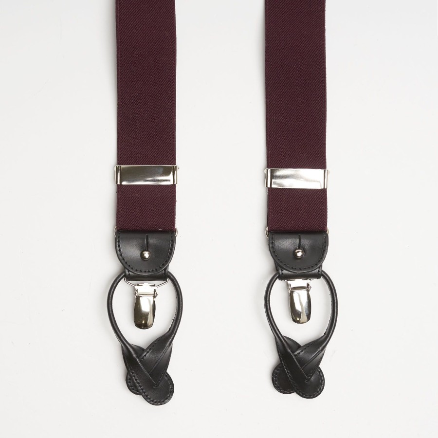 New E.Marinella Burgundy Plain Colour Braces