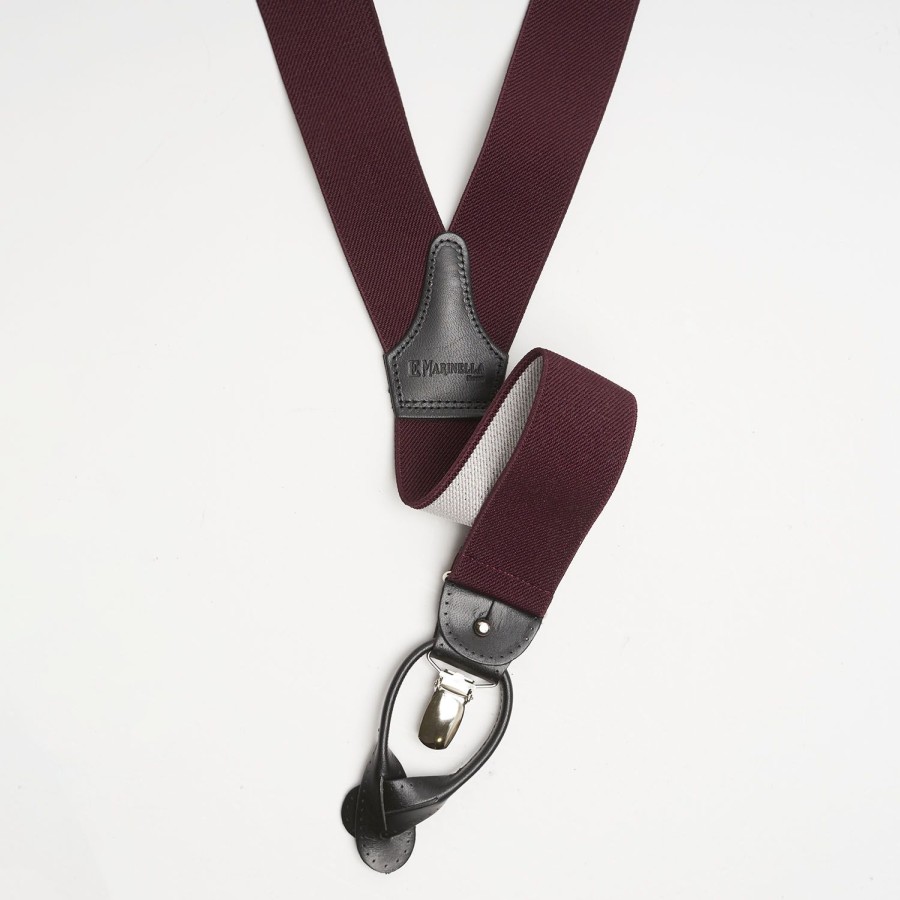 New E.Marinella Burgundy Plain Colour Braces