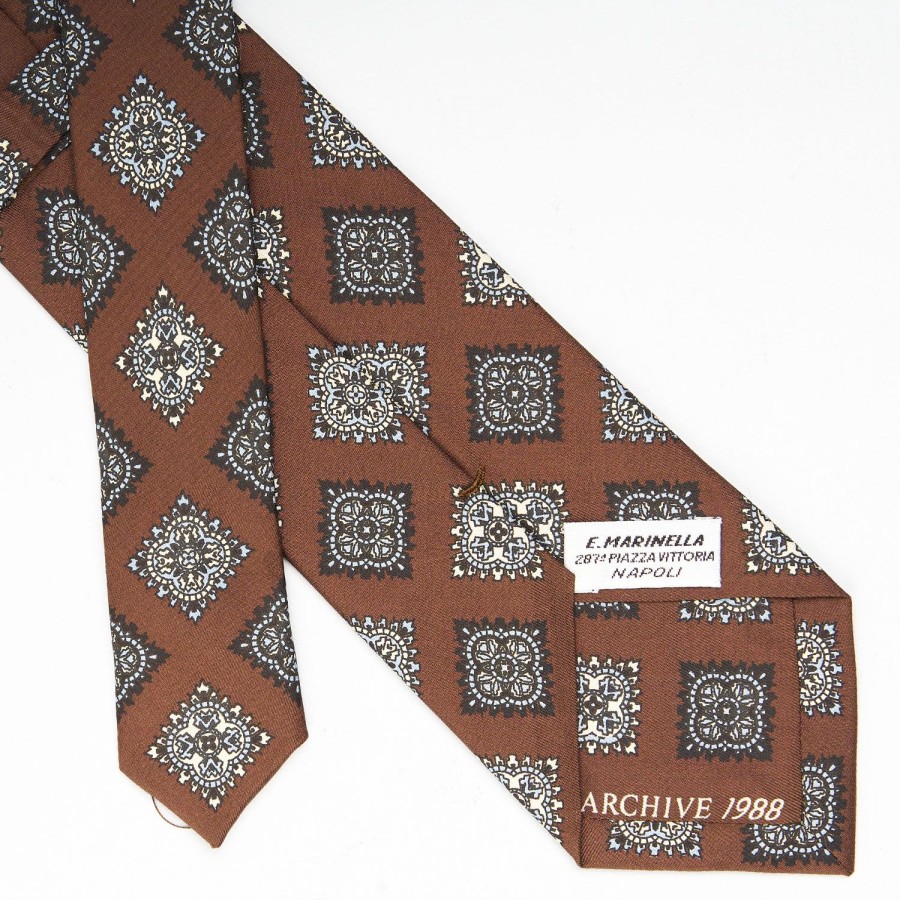 Hot E.Marinella Dark Brown Archivio Collection Silk Tie 1988-05