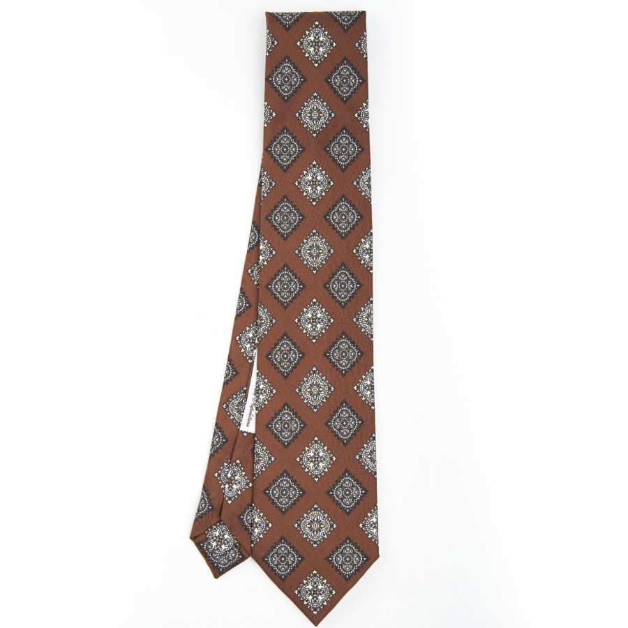 Hot E.Marinella Dark Brown Archivio Collection Silk Tie 1988-05