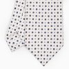 Wholesale E.Marinella White Extra Long Sartorial Silk Tie - Small Flower Pattern