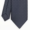 Clearance E.Marinella Dark Blue Sartorial Classic Silk Tie Polka Dot Pattern