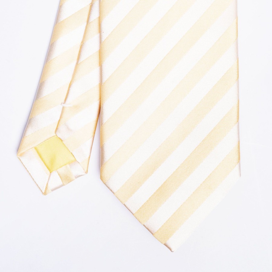 Online E.Marinella Yellow Striped Satin Silk Ceremony Tie