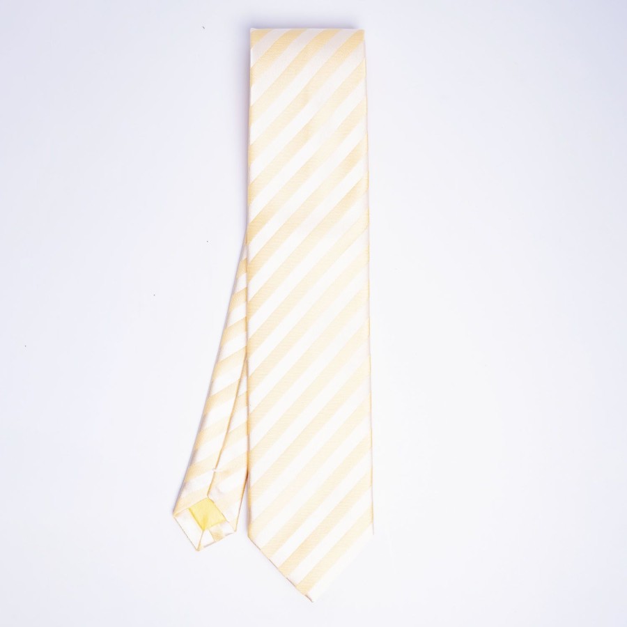 Online E.Marinella Yellow Striped Satin Silk Ceremony Tie