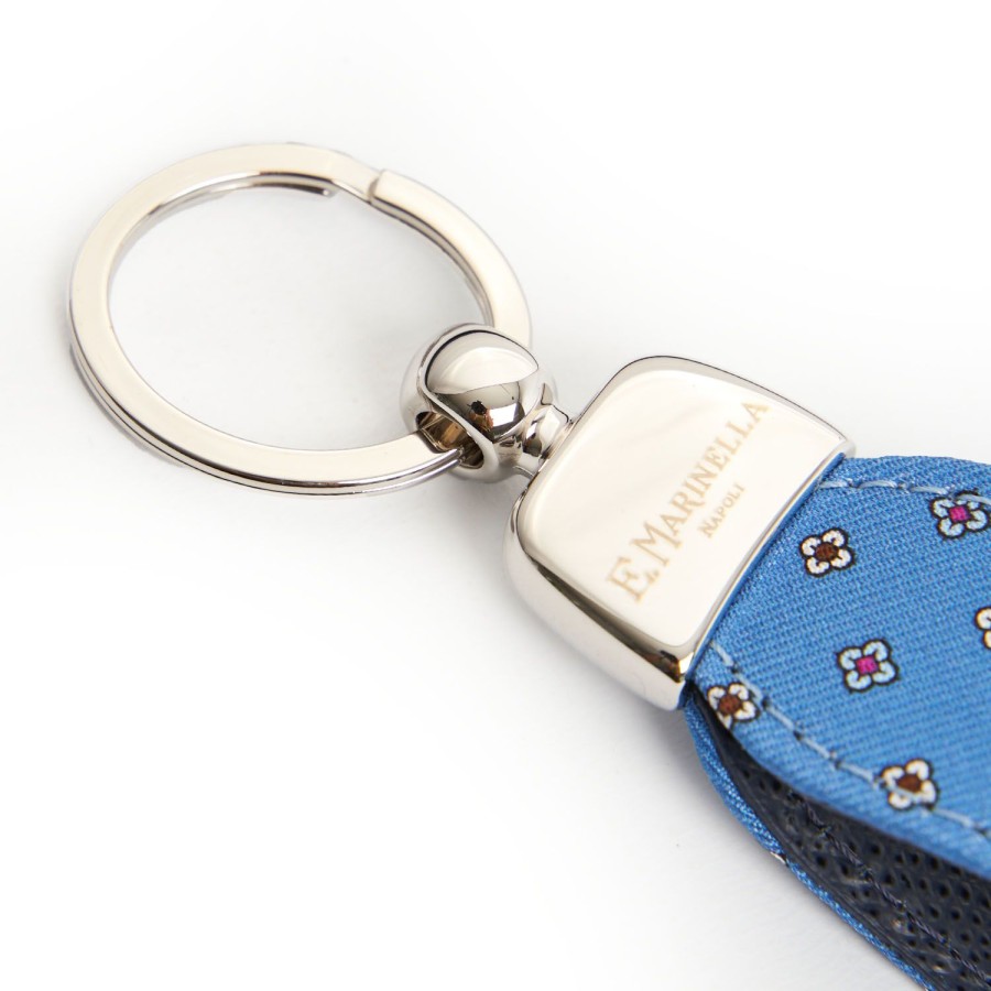 Wholesale E.Marinella Mid Blue Keyfob In Silk And Leather