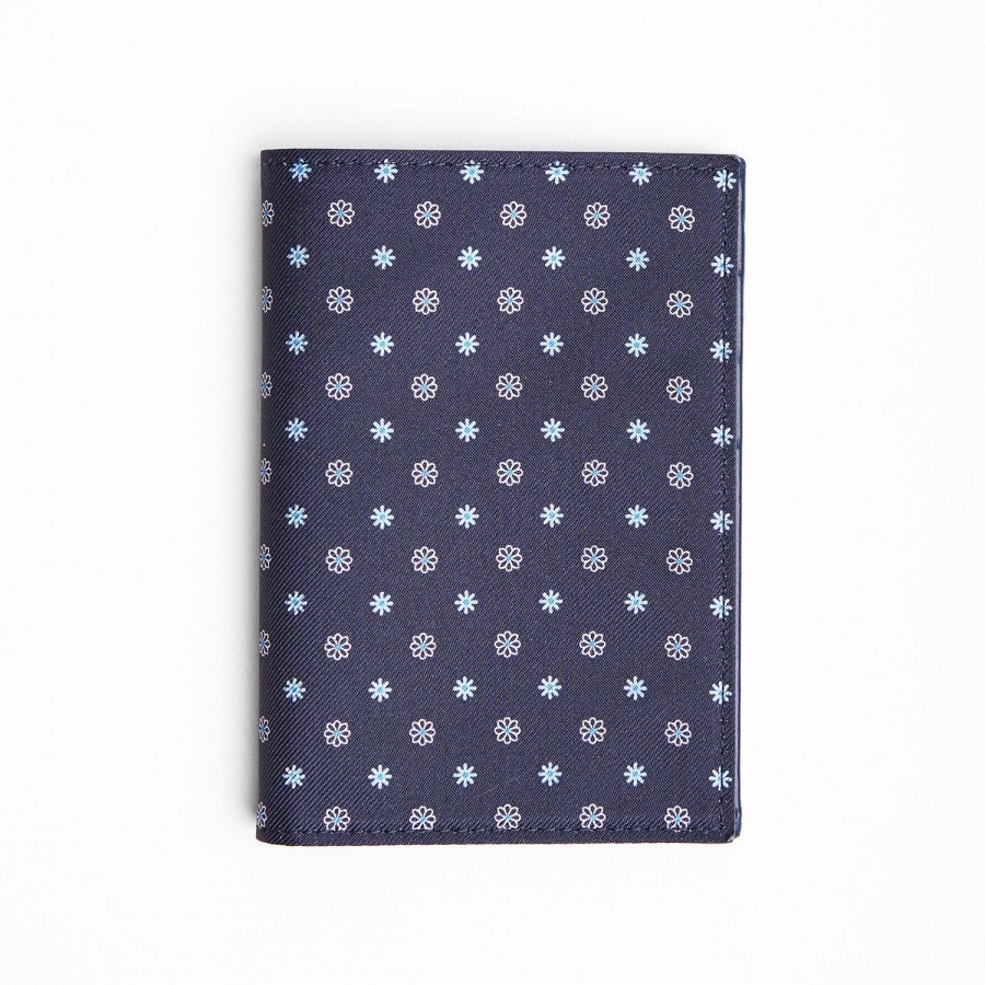 Online E.Marinella Dark Blue Vertical Wallet In Silk And Leather