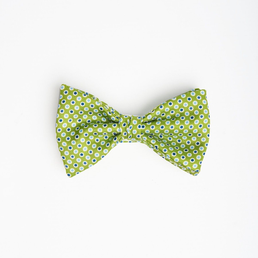 Online E.Marinella Light Green Pre-Knotted Silk Bowtie - Polka Dot Pattern