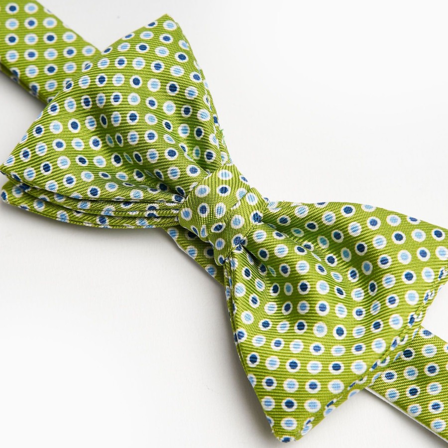 Online E.Marinella Light Green Pre-Knotted Silk Bowtie - Polka Dot Pattern