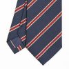 New E.Marinella Dark Blue Sartorial Striped Silk Tie