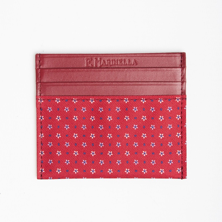 Online E.Marinella Red Leather And Silk Credit Card Holder