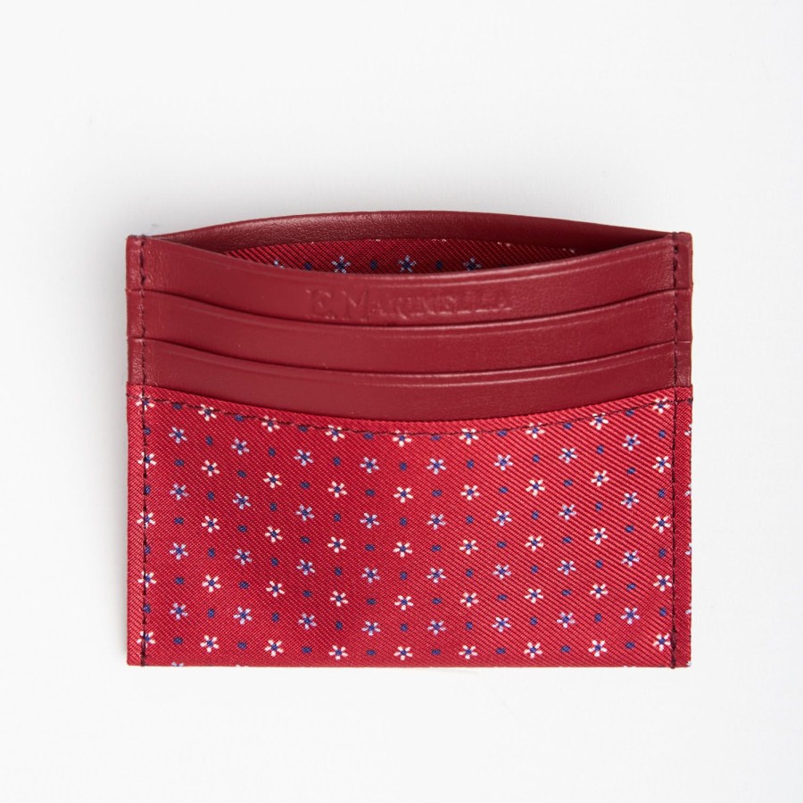 Online E.Marinella Red Leather And Silk Credit Card Holder