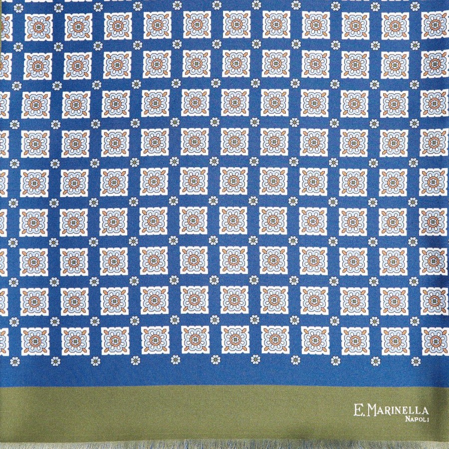 Wholesale E.Marinella Blue And Green Double Silk Scarf