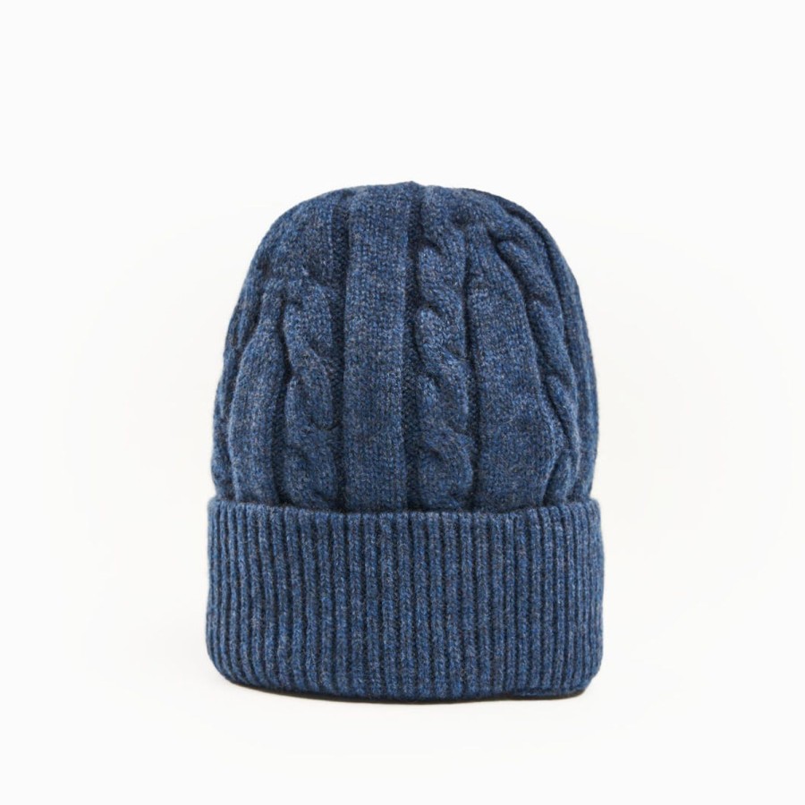 Online E.Marinella Blue Cashmere Braid Beanie