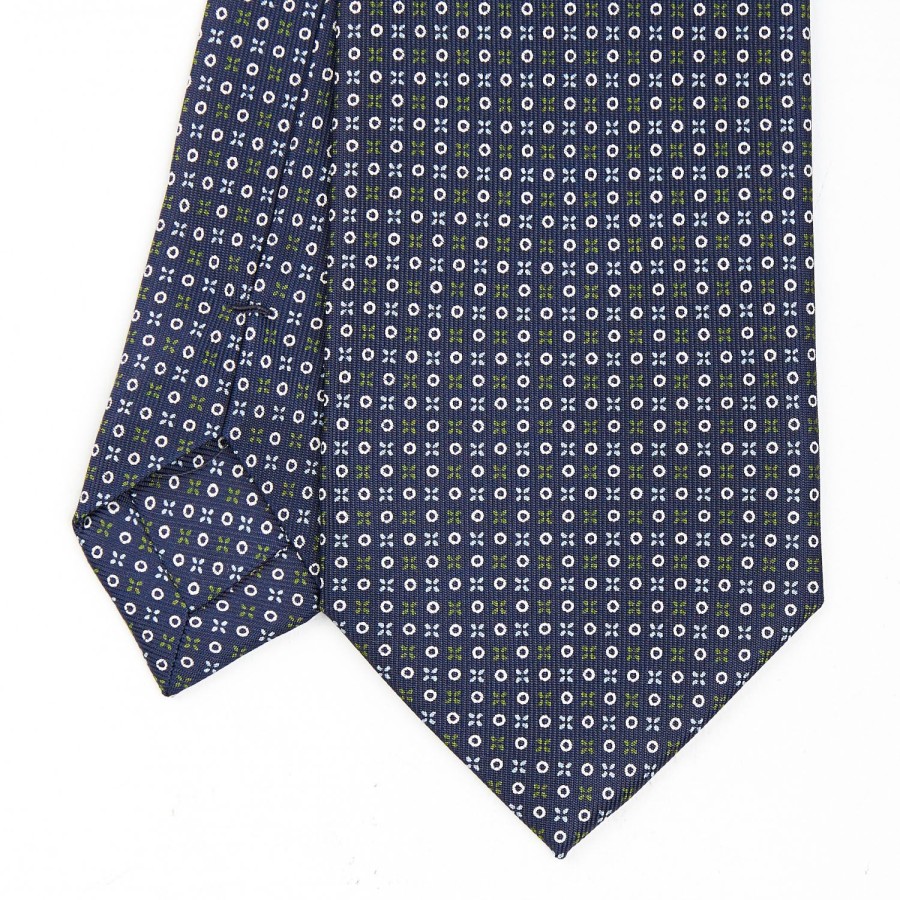 Best E.Marinella Dark Blue Sartorial Classic Silk Tie - Small Flower Designs