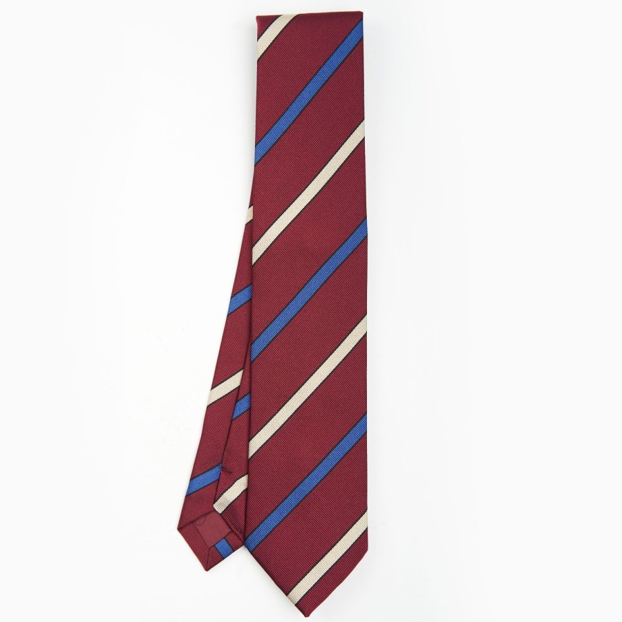 Wholesale E.Marinella Burgundy Sartorial Striped Tie