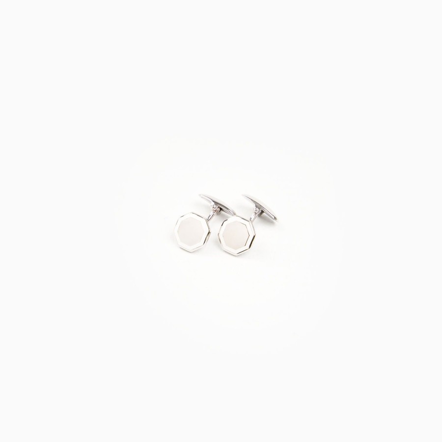 Wholesale E.Marinella White Octagonal Cufflinks In Silver