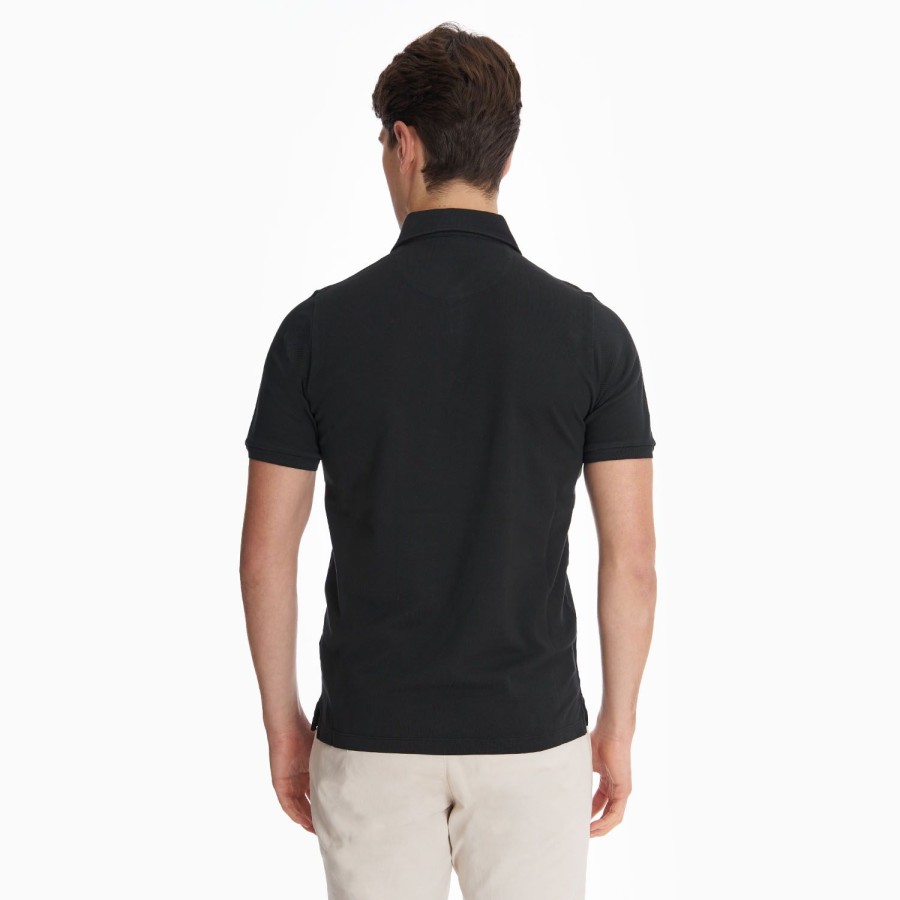 Clearance E.Marinella Black Short Sleeve Pique Cotton Polo