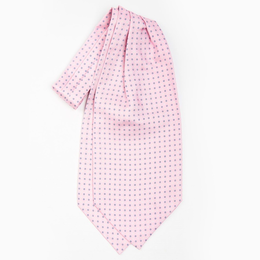 Best E.Marinella Pink Silk Ascot Tie - Small Flower Designs