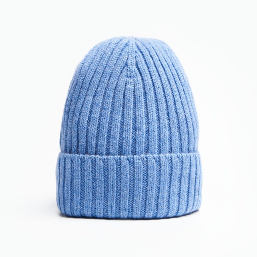 Wholesale E.Marinella Powder Blue Cashmere Ribbed Beanie