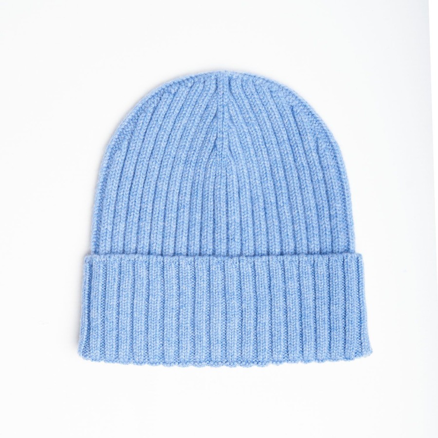 Wholesale E.Marinella Powder Blue Cashmere Ribbed Beanie