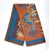 Online E.Marinella Dark Brown And Orange Wide Wool Scarf - Arabesque Pattern