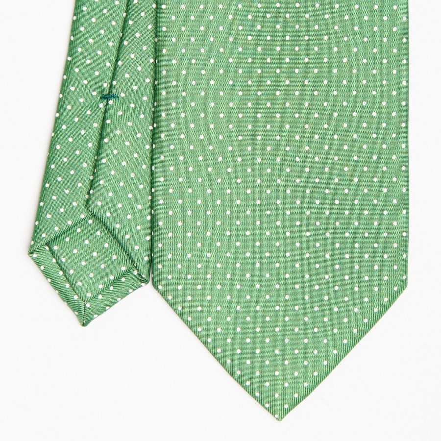 Best E.Marinella Green Sartorial Classic Silk Tie Polka Dot Pattern