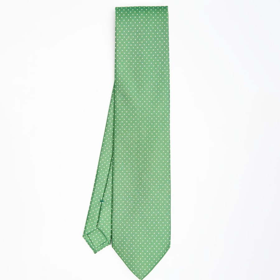 Best E.Marinella Green Sartorial Classic Silk Tie Polka Dot Pattern