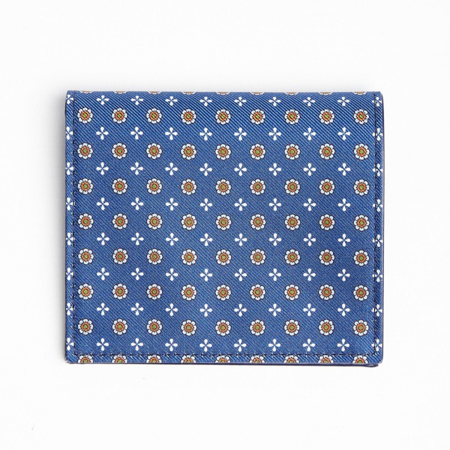 Wholesale E.Marinella Blue Small Wallet In Silk And Leather