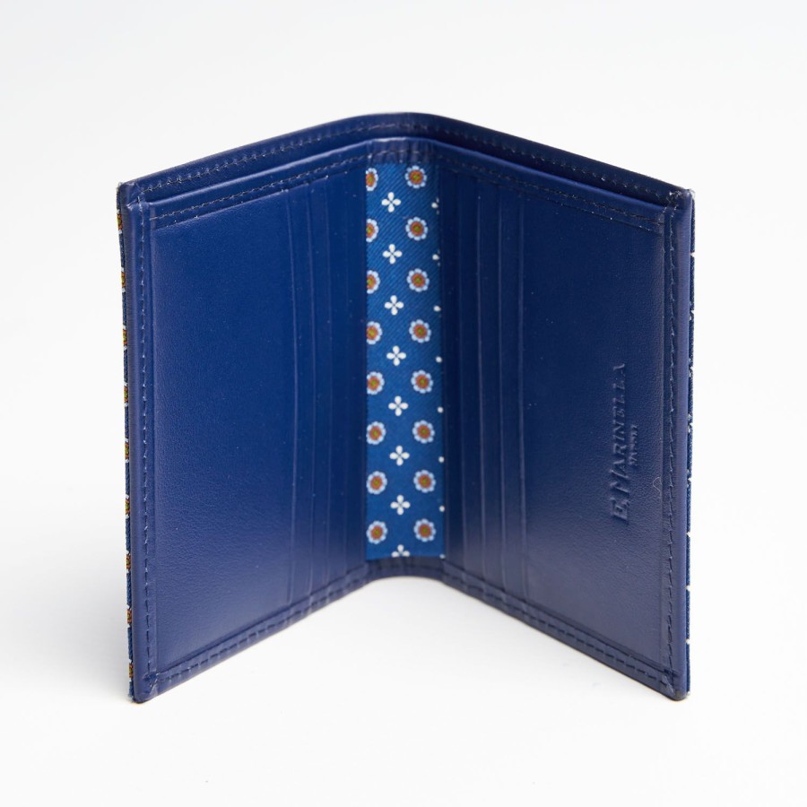 Wholesale E.Marinella Blue Small Wallet In Silk And Leather