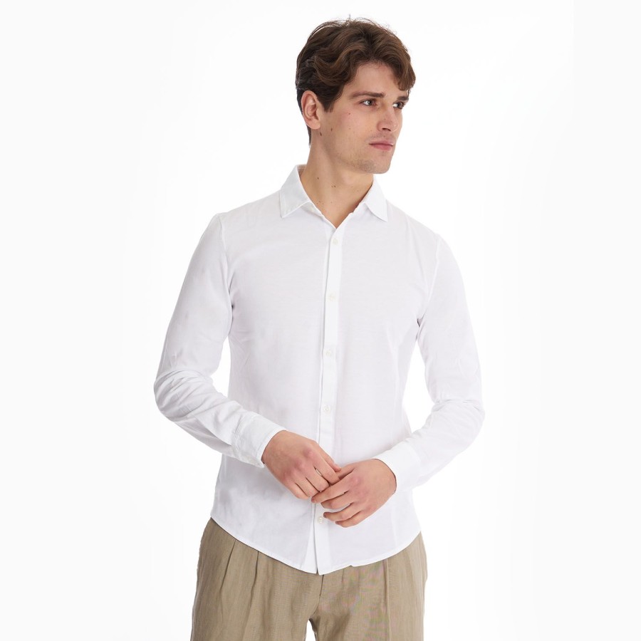 New E.Marinella White Shirt In Jersey