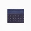 Online E.Marinella Dark Blue Leather And Silk Credit Card Holder - 5 Compartments