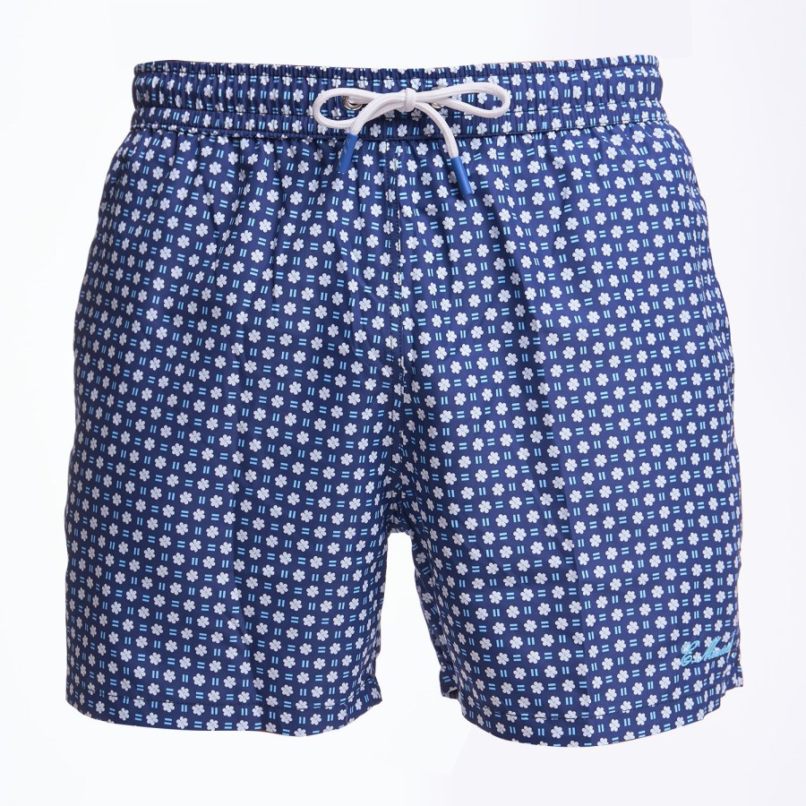 Hot E.Marinella Dark Blue Swim Short - Large Flower Pattern