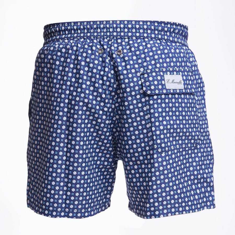 Hot E.Marinella Dark Blue Swim Short - Large Flower Pattern